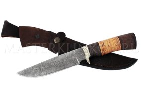 Нож из дамасской стали Кадет, рукоять - венге, береста