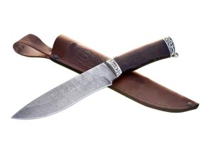 Нож из дамасской стали Беркут, рукоять - венге, литье