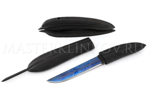 Композиция Перо мозаичный ламинат, черный граб, резьба, подставка